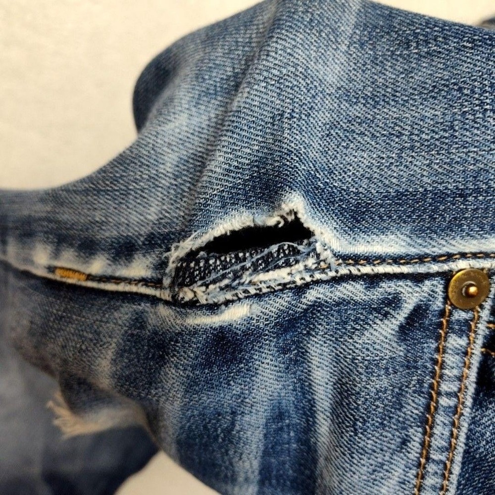 Rag & Bone Jeans Mens 32x34 Blue Slim Tapered Standard Distressed 5-Pocket HOLE - Picture 5 of 16